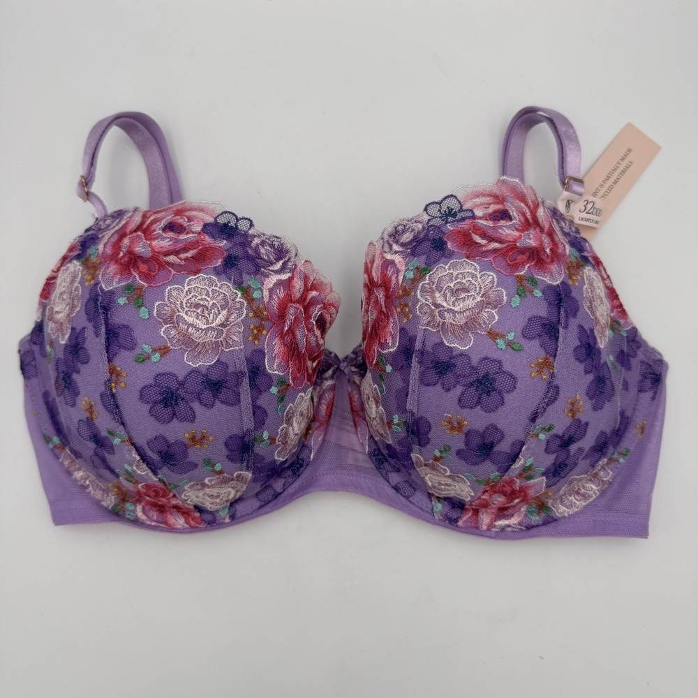 NWT! Victoria's Secret Dream Angels Lightly Lined Uplift Purple Floral 32DDD